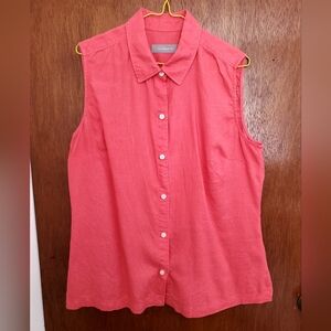 Liz Claiborne | Women's L | Coral Pink Sleeveless Button Up Shirt